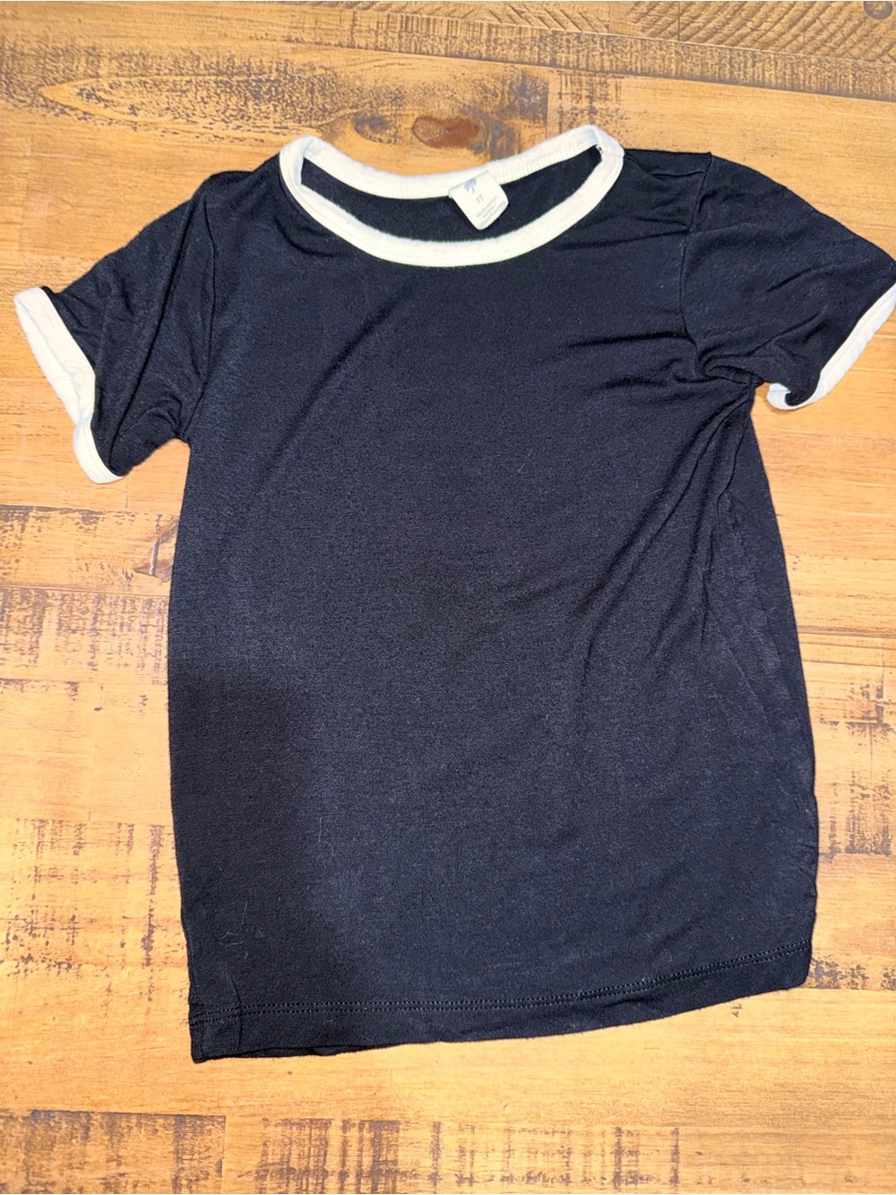 Kate Quinn 3T Black Short Sleeve Ringer Tee with White Trim